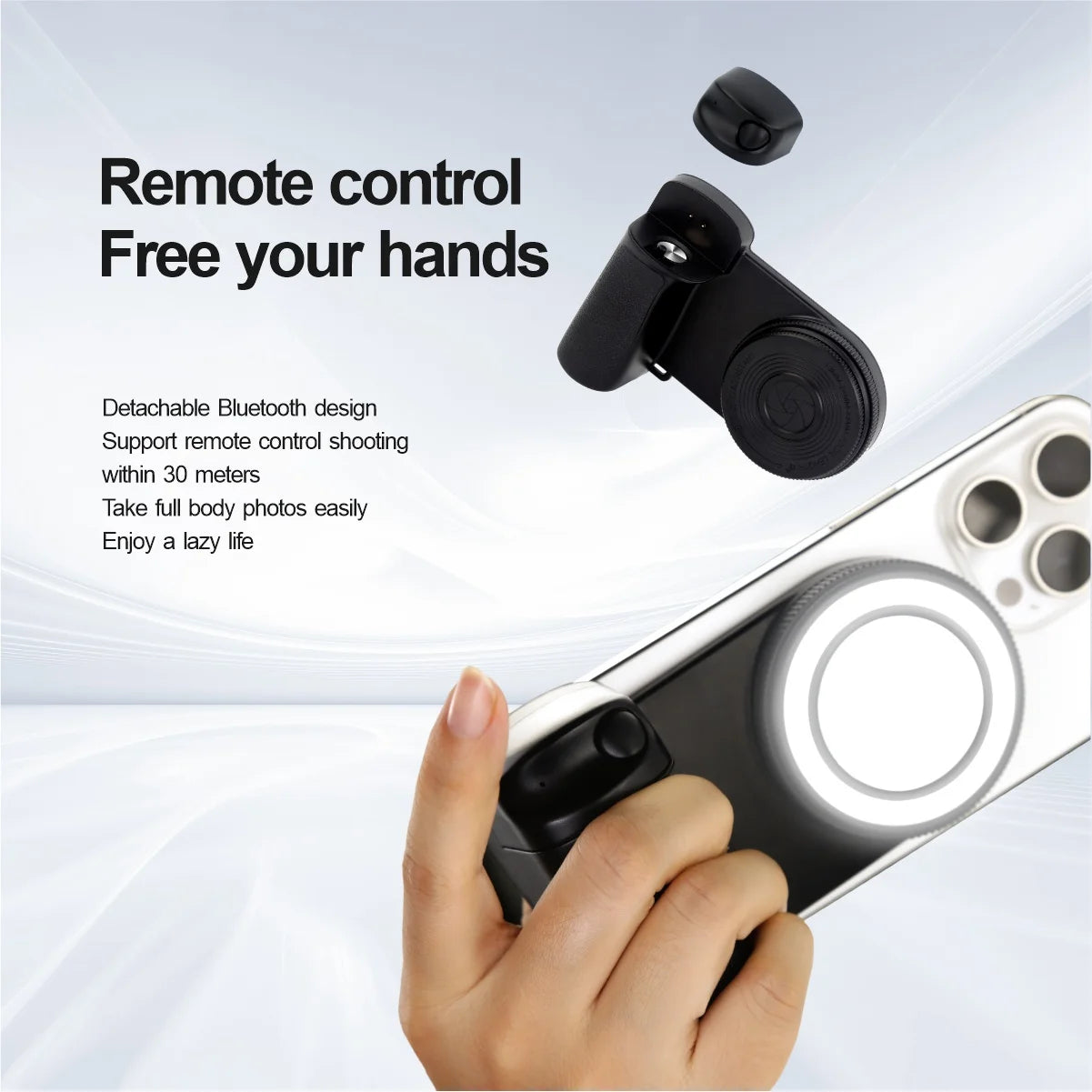 MagSafe Phone Camera Shutter Grip for iPhone 16 Android Bluetooth Selfie Stabilizer With Fill Light for Smartphone Photography