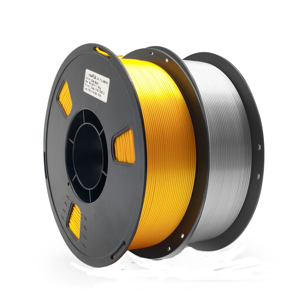 5KG Silk PLA Plastic Gold Sliver,3D Printer Filament 1.75mm 1KG/Spool Smooth Silky Consumable Fits for Most FDM 3D Printers