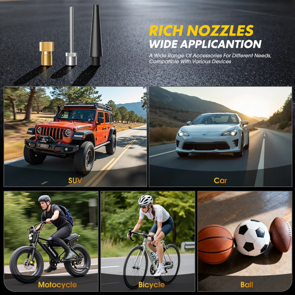 CARSUN Portable Tire Inflator Rechargeable Electric Inflator For Car  Bicycle Digital Air Compressor Football Ball Inflator Pump