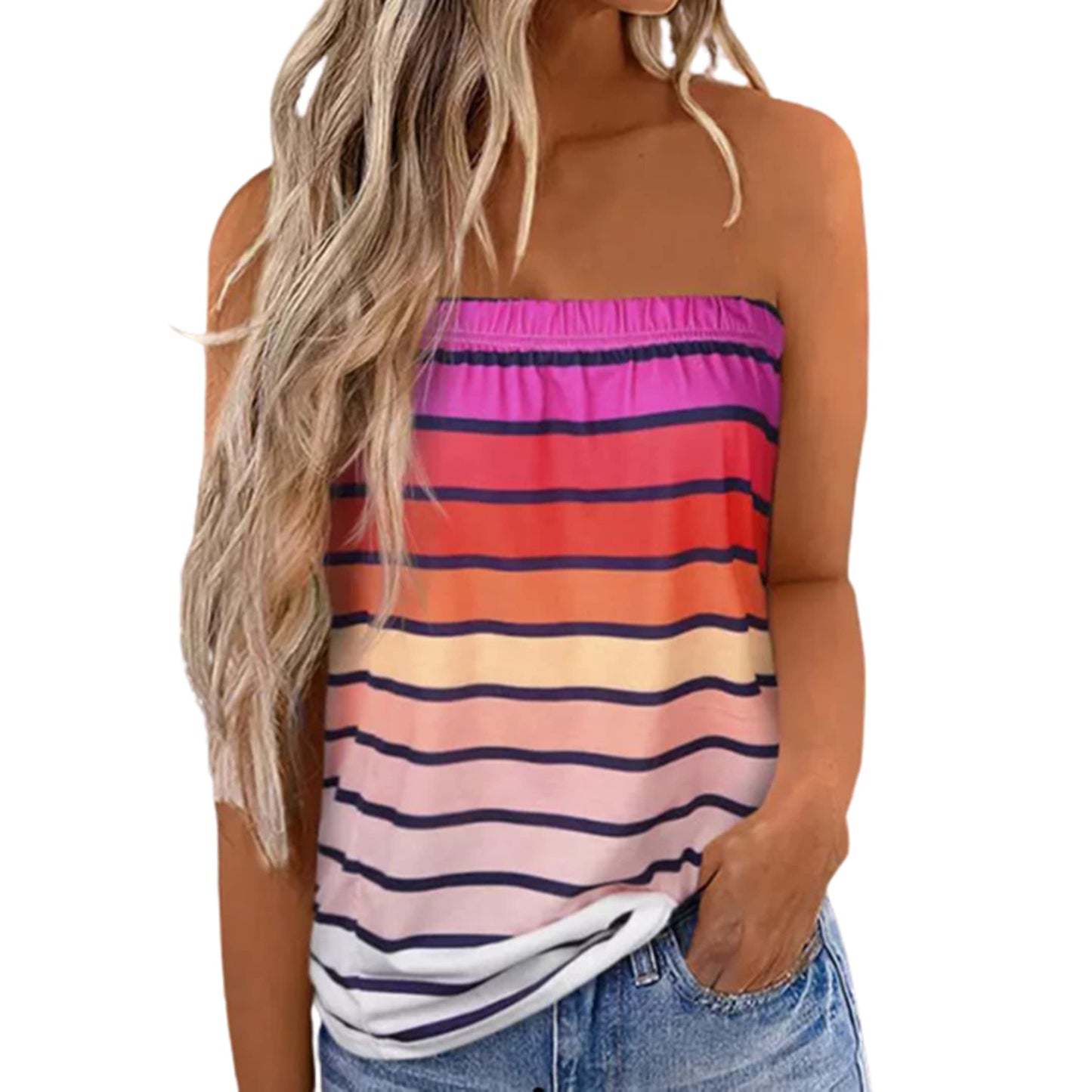 2026 Women Sexy Tube Top Summer Women Casual Tank Crop Tops Solid Color Elastic Design Backless Breathable Strapless Tops