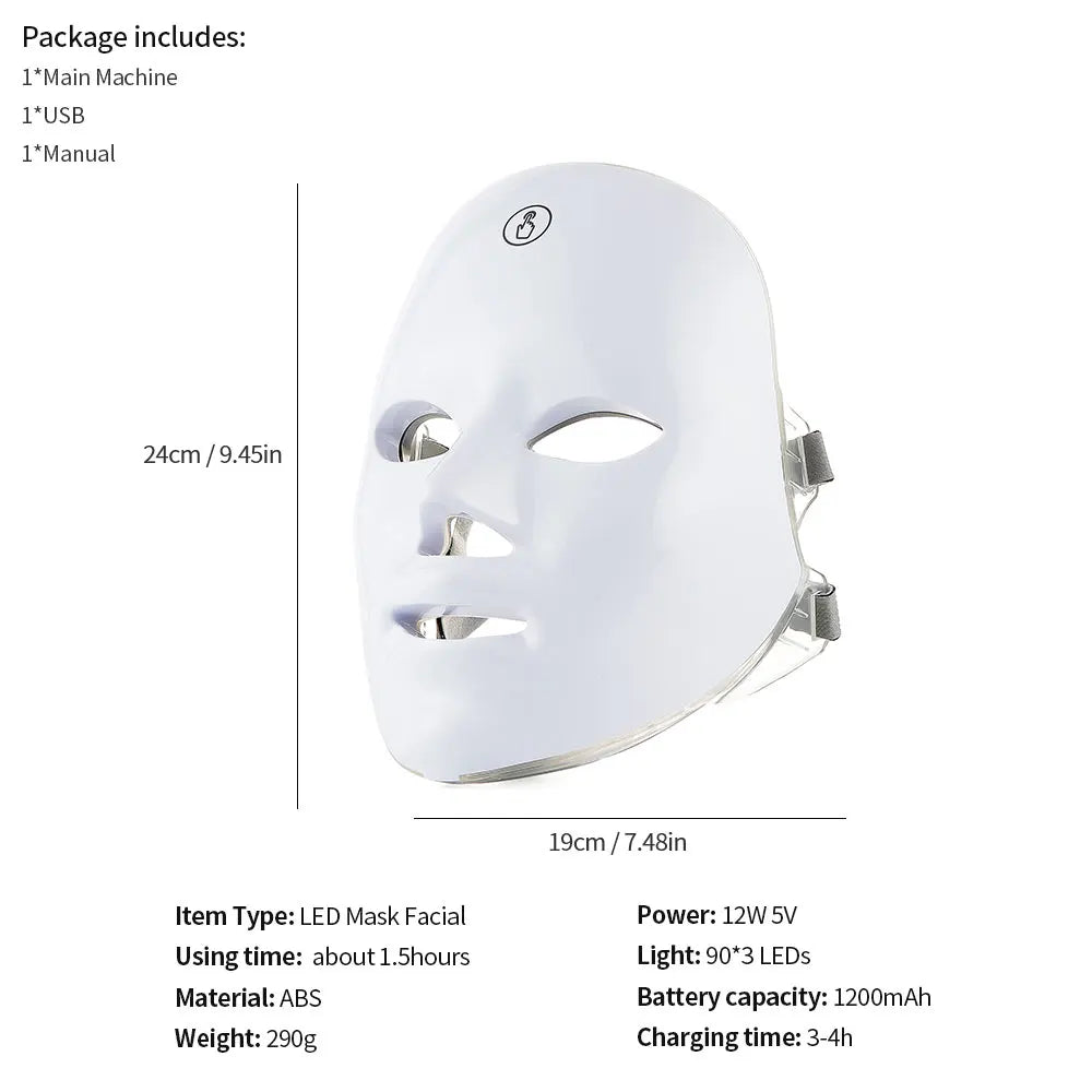 Face and Neck Beauty Machine LED Facial Mask Photon Neck Mask with 7 Colors Skin Care Massager, women