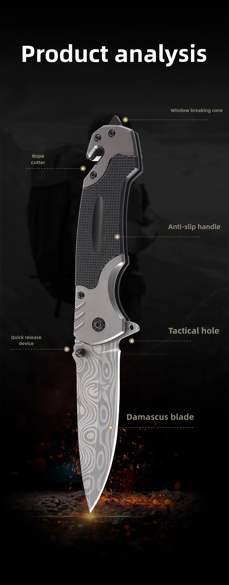 Camping Folding Knife Fruit Knife Outdoor Knife Sharp Blade Utility Knife Portable Hunting Knife Multi-function Pocket Knife