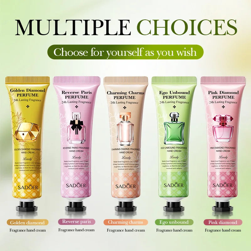 5-Piece Hand Cream Set, Five Styles to Choose from (Golden Diamond Fragrance Hand Cream 30g, Charming Charm Fragrance Hand Cream 30g, Unbounded Fragrance Hand Cream 30g, Paris Reverse Fragrance Hand Cream 30g, Pink Diamond Fr