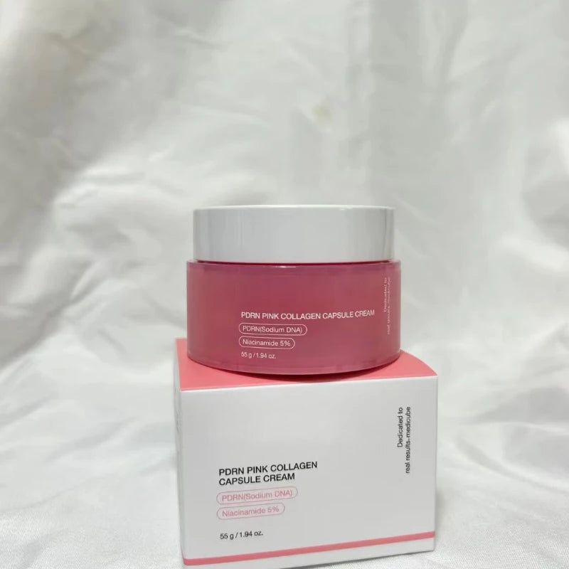 Korean Pink Collagen PDRN Capsule Cream – Niacinamide Face Moisturizer for Even Skin Tone | Lightweight Non-Greasy