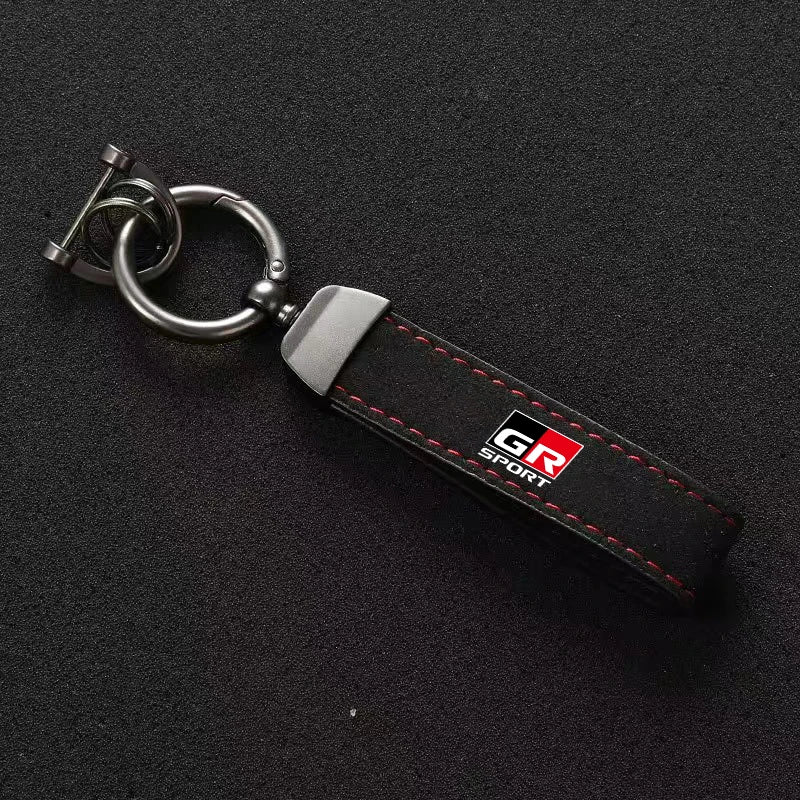 Suede Metal Buckle Car Keychain Keyring Men Gift Accessories for Toyota GR Sport Gazoo Racing Yaris 86 Corolla Hilux Supra C-HR