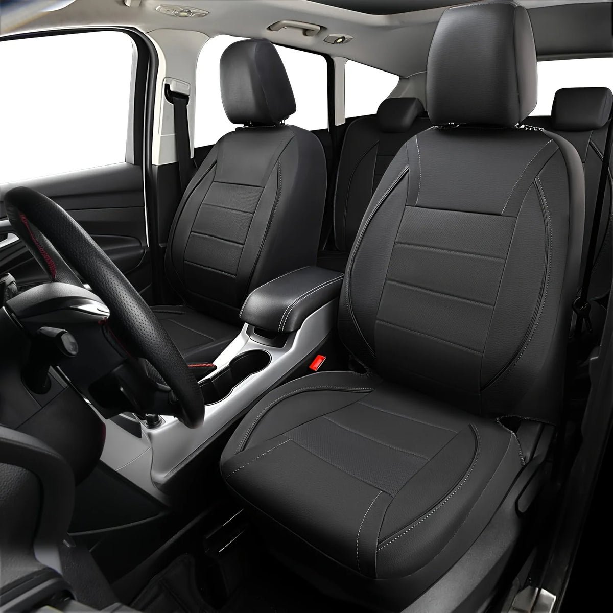 Universal Leather Car Seat Covers Simple Style Breathable Full Set or Front Pair