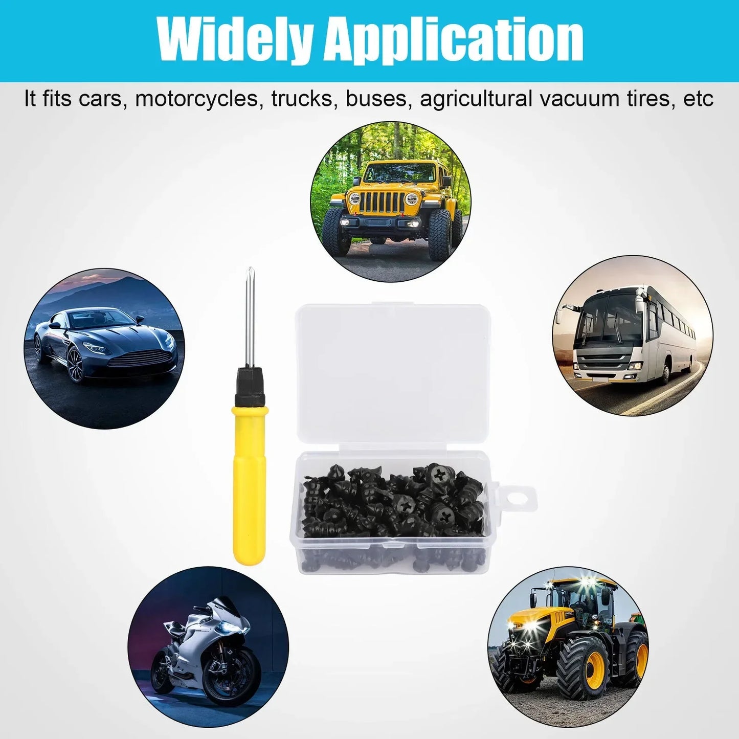 61x Car Tubeless Vacuum Tyre Puncture Repair Kit With Screwdriver & Convenient Storage Box Screw Nails Tire Patch Plug Fix Tools
