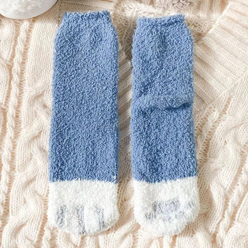 Women's Cat Paw Coral Velvet Socks
