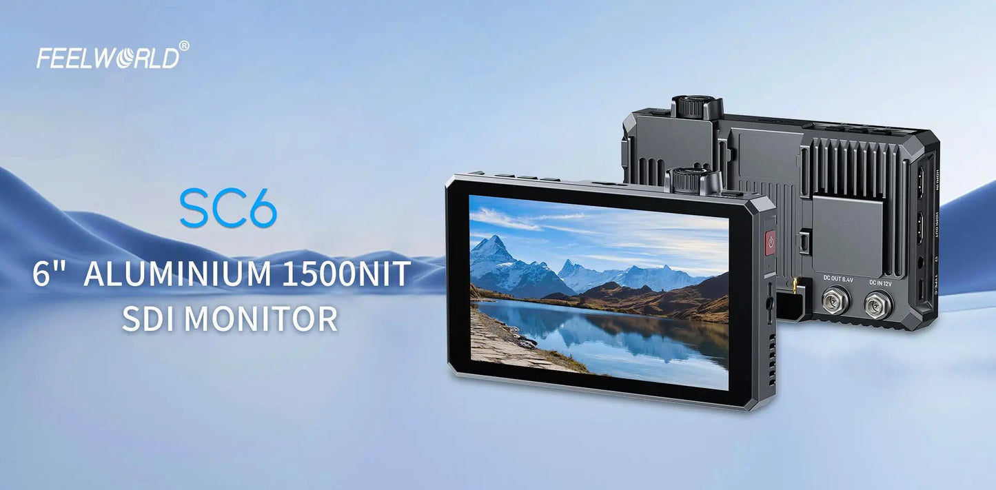 FEELWORLD SC6 6-inch Photography Video Monitor 1500NIT High Brightness 3G SDI HDMI 4K60Hz 1920X1080 IPS Screen Aluminum Shell