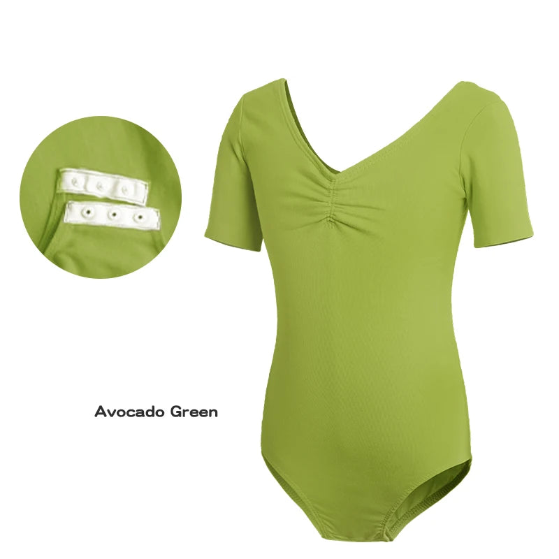 Girls Basic Ballet Leotard Cotton Dance Bodysuit Short Sleeve Gymnastic Leotards for Toddler Ballerina Outfits Kids Dance Wear