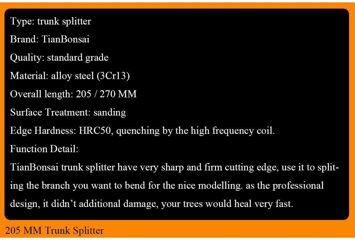 Standard Grade Trunk Splitter Root Cutter 3Cr13 Alloy Steel Bonsai Tools