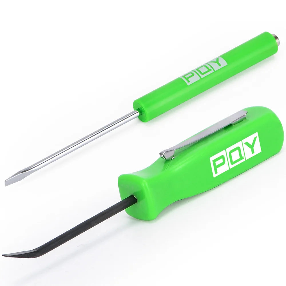 Mini Pocket Clips Screwdriver Strong Magnetic Slotted + Pocket Pry Bar Short Angled Operating Handy Tool 4-Sided Grip