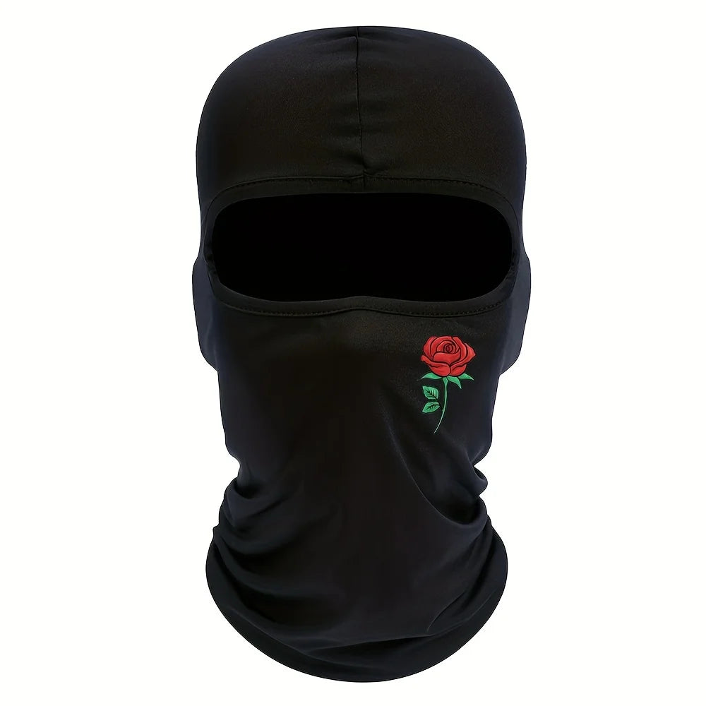 Rose Print Balaclava, Ski and Cycling Face Mask