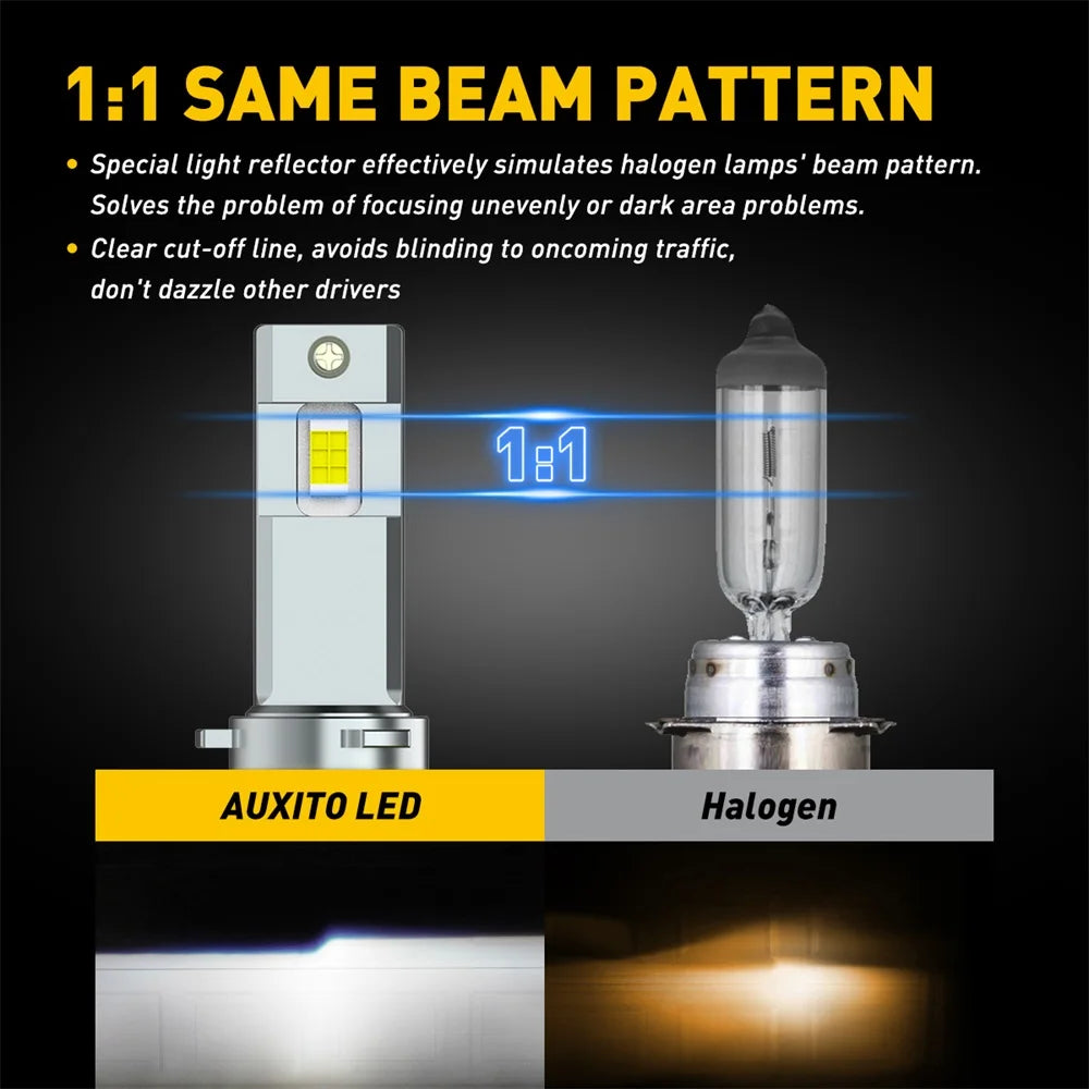 AUXITO 2Pcs 30000LM 100W H8 H11 LED High Power LED Headlight Bulb Canbus 9012 9005 HB3 9006 HB4 H7 Head Light Lamp with Fan