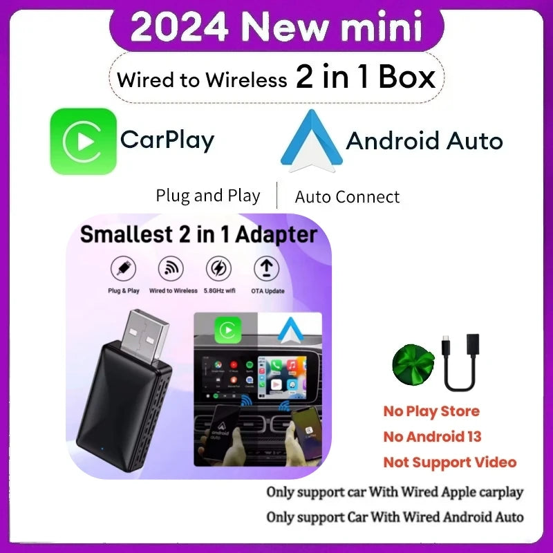 Android 13 Wireless CarPlay & Android Auto AI TV Box (YouTube, Netflix)