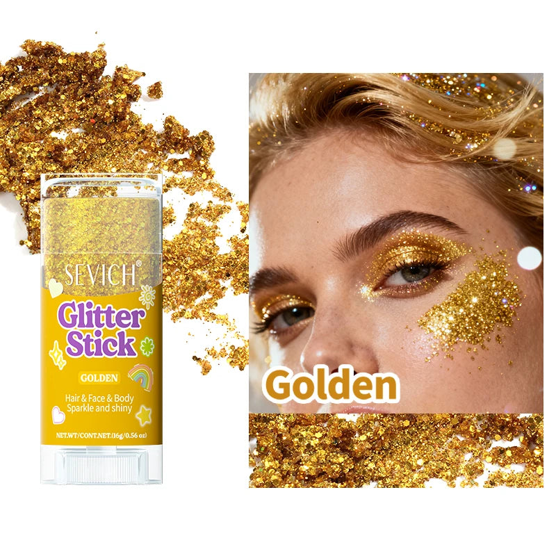 Glitter Makeup Stick for Hair Face Body Shimmer Gel Cosmetic for Women Festival Party Independence Day Hair Decoration