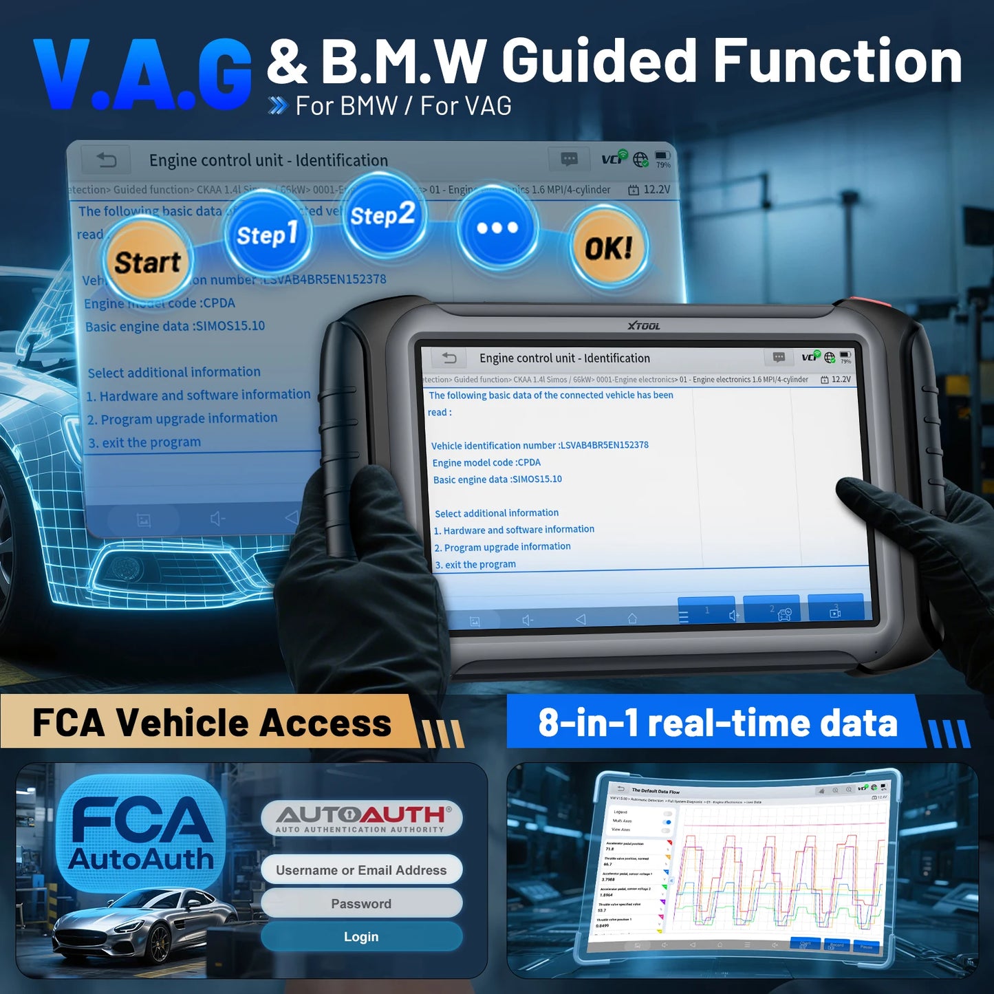 XTOOL IP919 PRO IP919PRO Car Diagnostic Tools Automatic Scanner ECU Coding Programming 51 Service CANFD DOIP Topology DOIP FCA