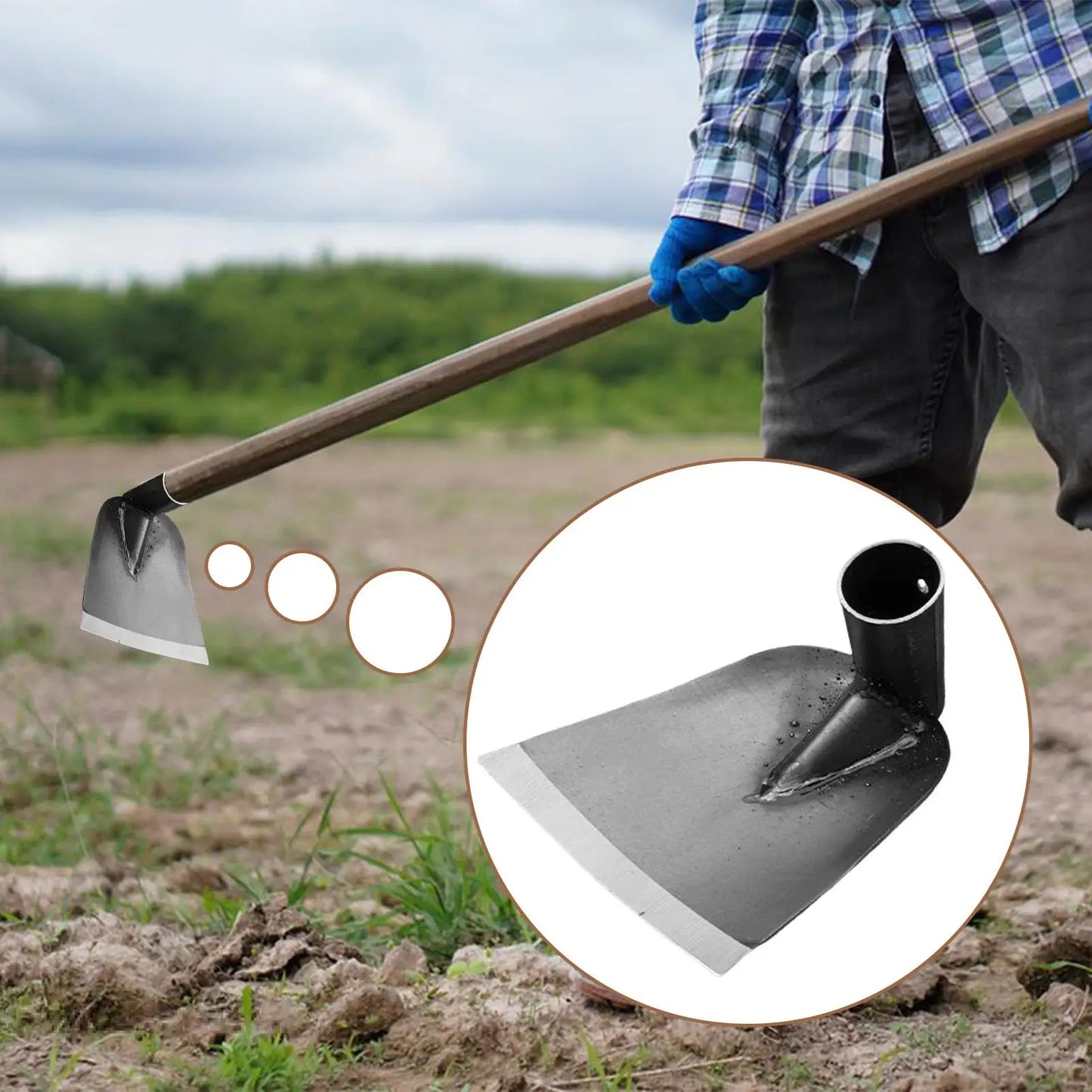 Heavy-Duty Manganese Steel Garden Hoe — Weeding & Cultivator Tool