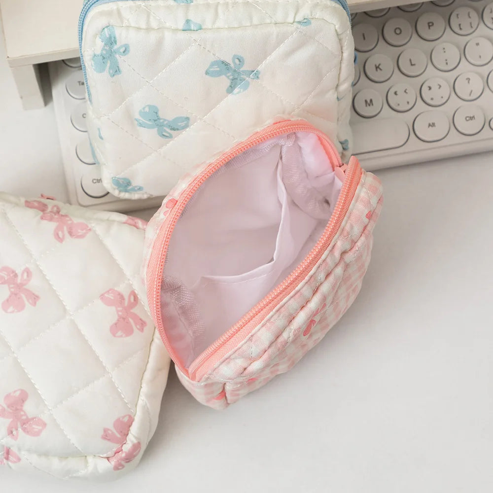 Cute Large Capacity Sanitary Napkin Storage Bags Cartoon Bow Portable Girls Physiological Period Tampon Organiser Bag Pouch