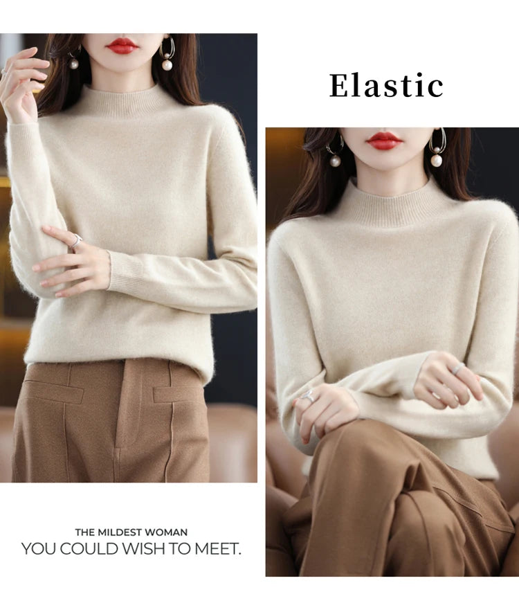 Women's Merino Wool Mock Neck Sweater