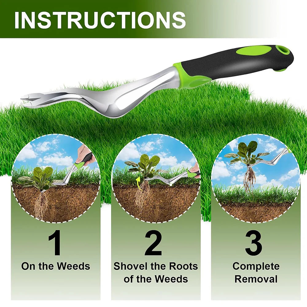 Hand Weeder & Weed Puller – Ergonomic Garden Digging Tool for Root Weed Removal & Transplanting