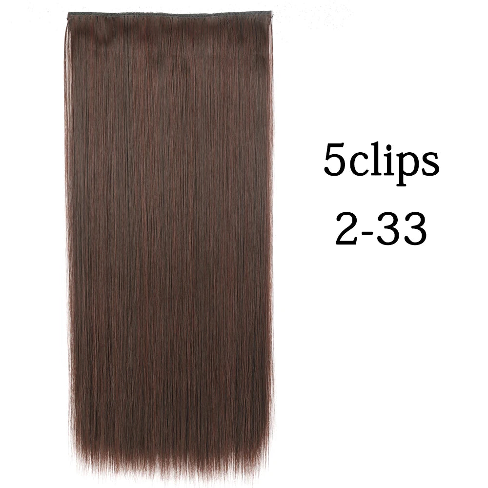 Synthetic 5 Clip In Hair Extensions Long Curly Hairstyle Hairpiece Natural Brown Black 80cm Heat Resistant  Fake Hair For Women
