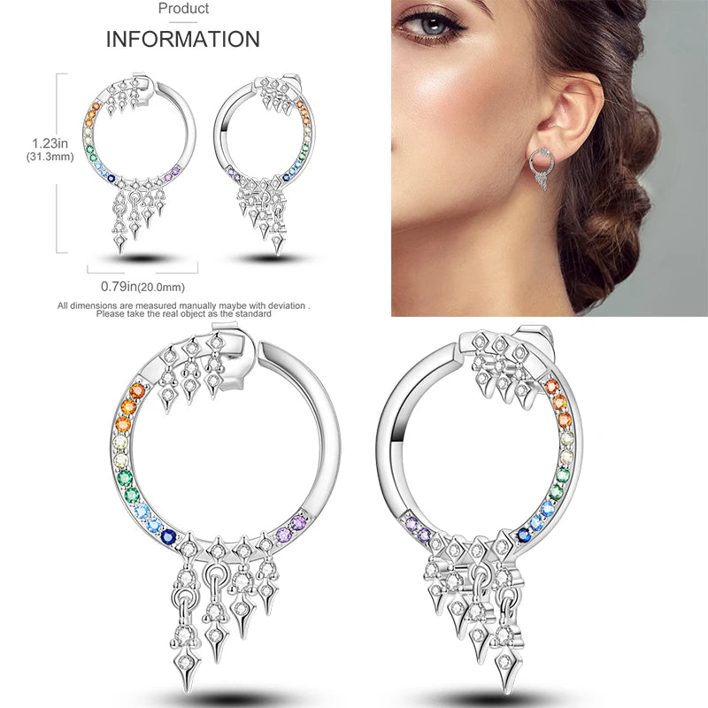 Sparkling Gold Woman Hoop Earrings 925 Sterling Silver Butterfly Colored Zirconium Earrings for Women Jewelry Anniversary Gift
