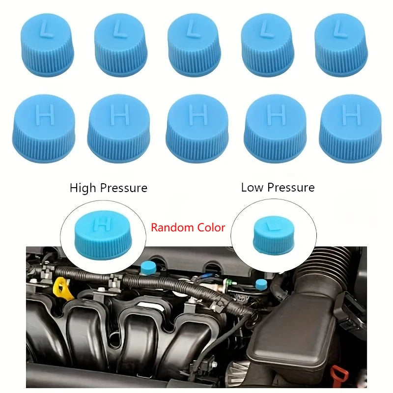 10Pcs/Set Car Air Conditioner Dust Valve Caps for R134A AC System,AC Low/High Pressure Port Cap Replacement Air Conditioner Seal
