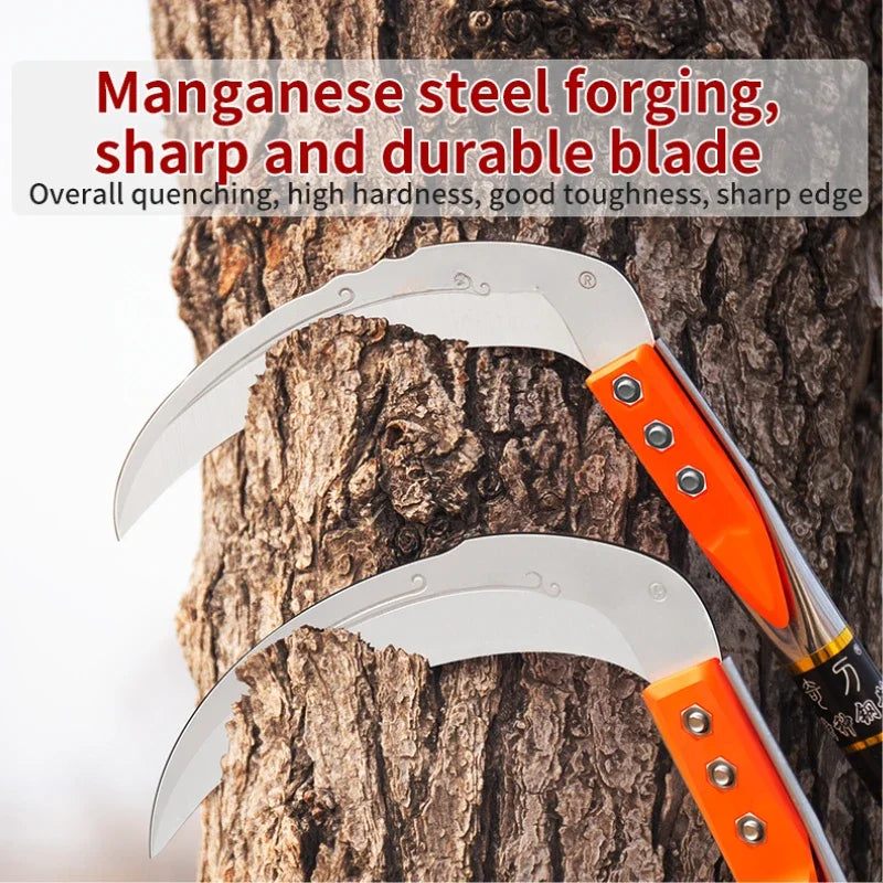 Long-Handle Garden Sickle — Manual Grass & Weed Cutting Tool