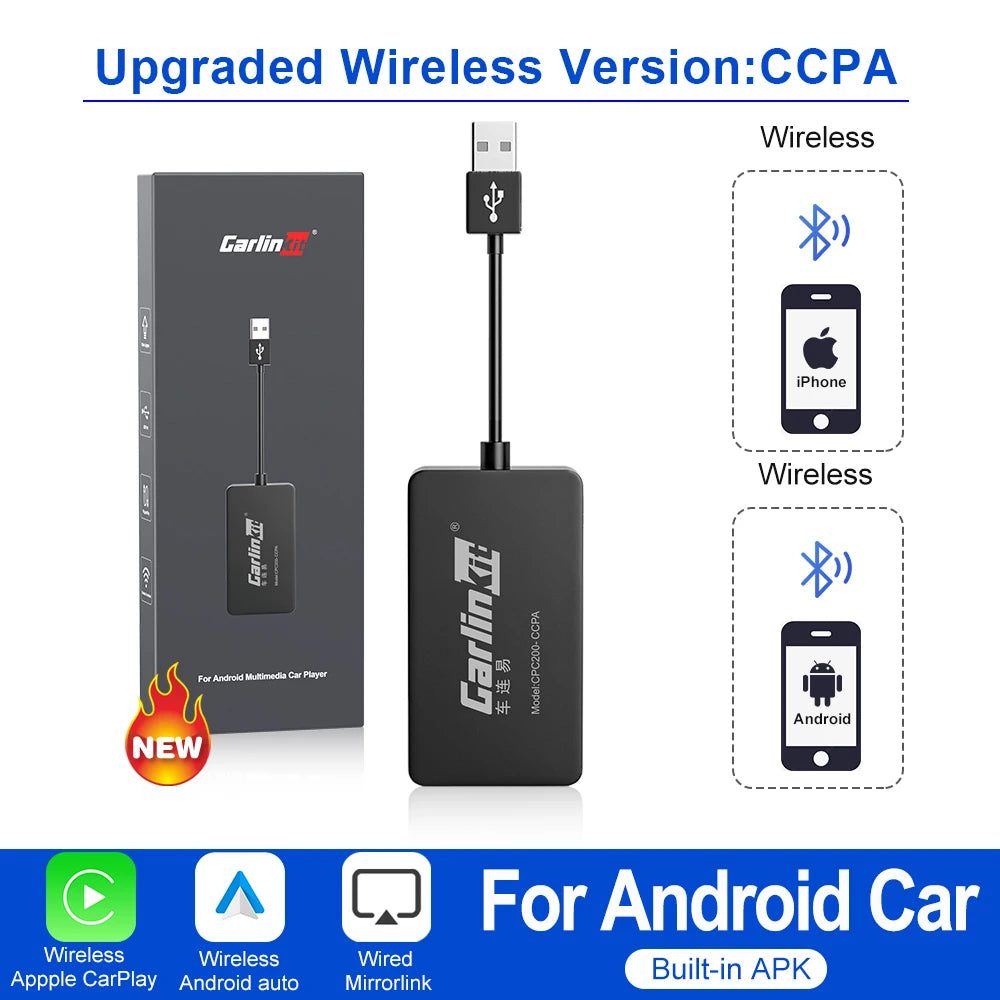 CarlinKit Wired & Wireless CarPlay Adapter — USB Android Auto Dongle with MirrorLink Support