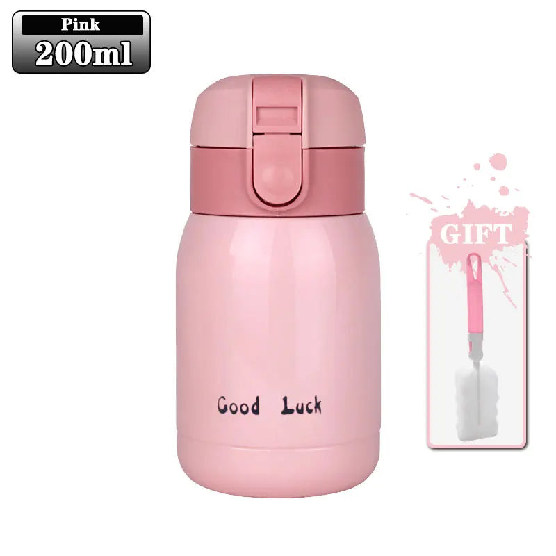Wholesale 200ML Flip Top Thermal Mug Stainless Steel One Touch Kids Thermos Bottle Flask With Button Lid