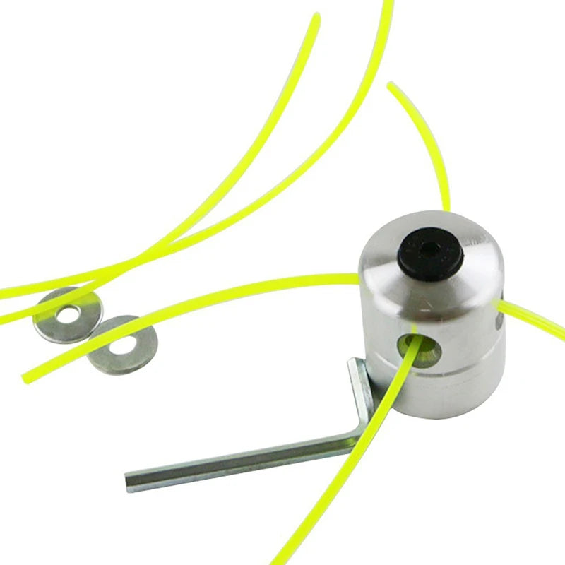 Universal Aluminum Grass Trimmer Head with 4 Lines Brush Cutter Head Thread Nylon Grass Cutting Line Head for Lawn Mower Silver