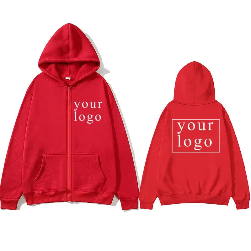 Custom Print Zip-Up Hoodie, Add Your Own Photo or Logo
