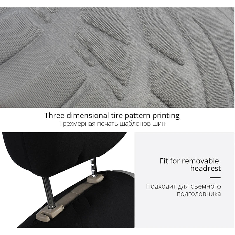 Universal Car Seat Covers 5 Pc Set with Tire Track Detail