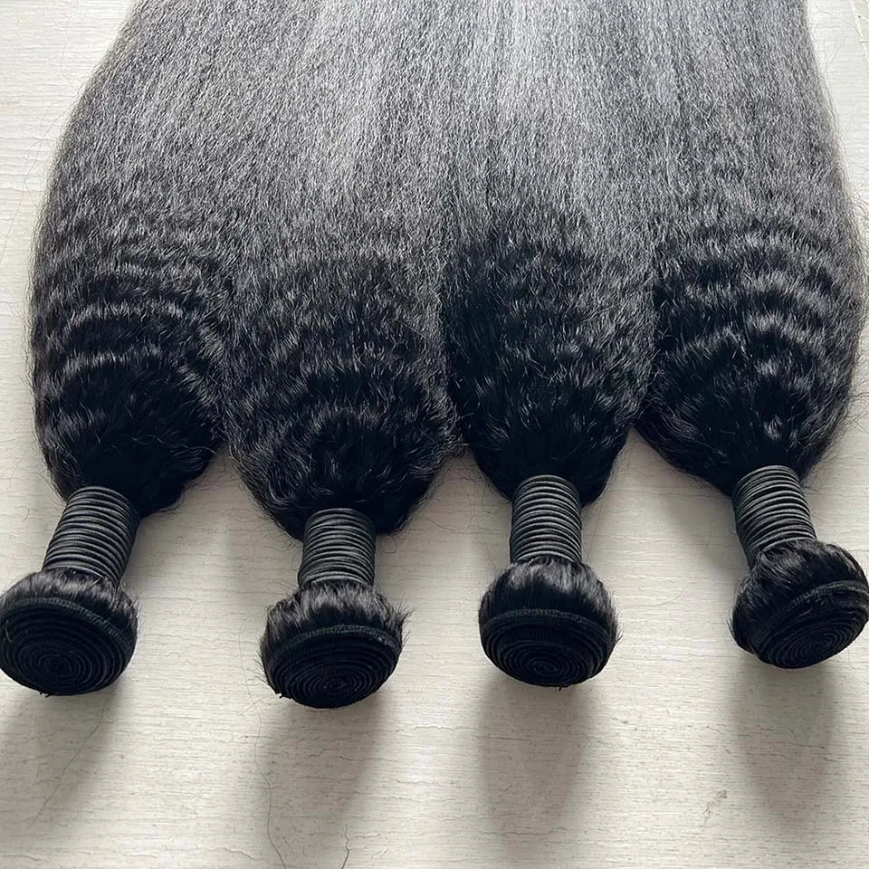 28 30Inch Brazilian Kinky Straight Human Hair Bundles 15A Virgin Human Hair Extension 3/4Pcs Hair Wefts Yaki Straight Human Hair