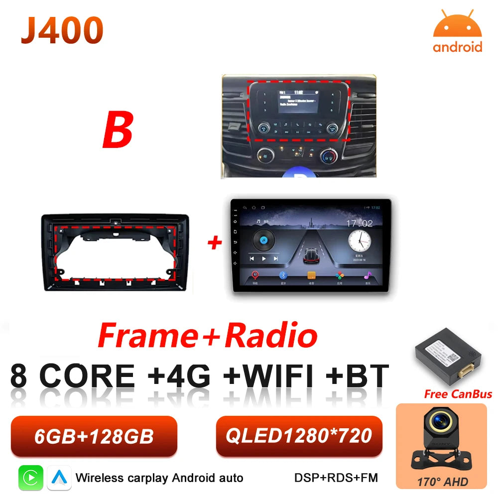 Android 16 Auto Car Radio For Ford Transit Custom 350 Transit V363 Wireless Carplay Multimedia Player GPS Navigation DSP 5G Wifi