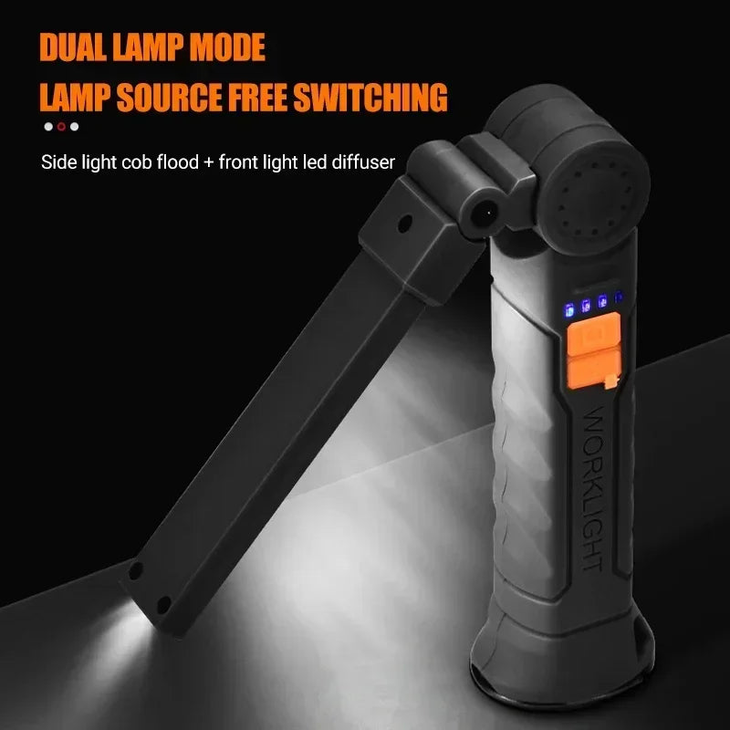 1pc COB LED Work Light Dimmable USB Rechargeable LED Flashlight Inspection Lamp With Magnet&Hook 14500/18650 Battery Torch light