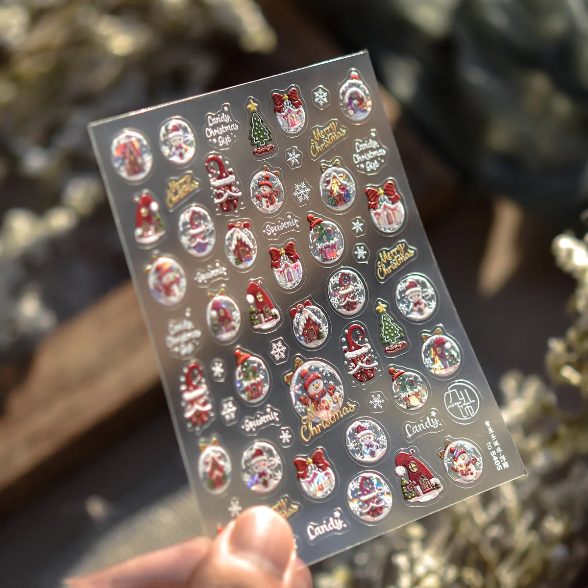 5D Embossed Mini Snowman Snow Nail Decorations Stickers Self Adhesive Nail Stickers Winter Christmas Nail Art Accessories Decals
