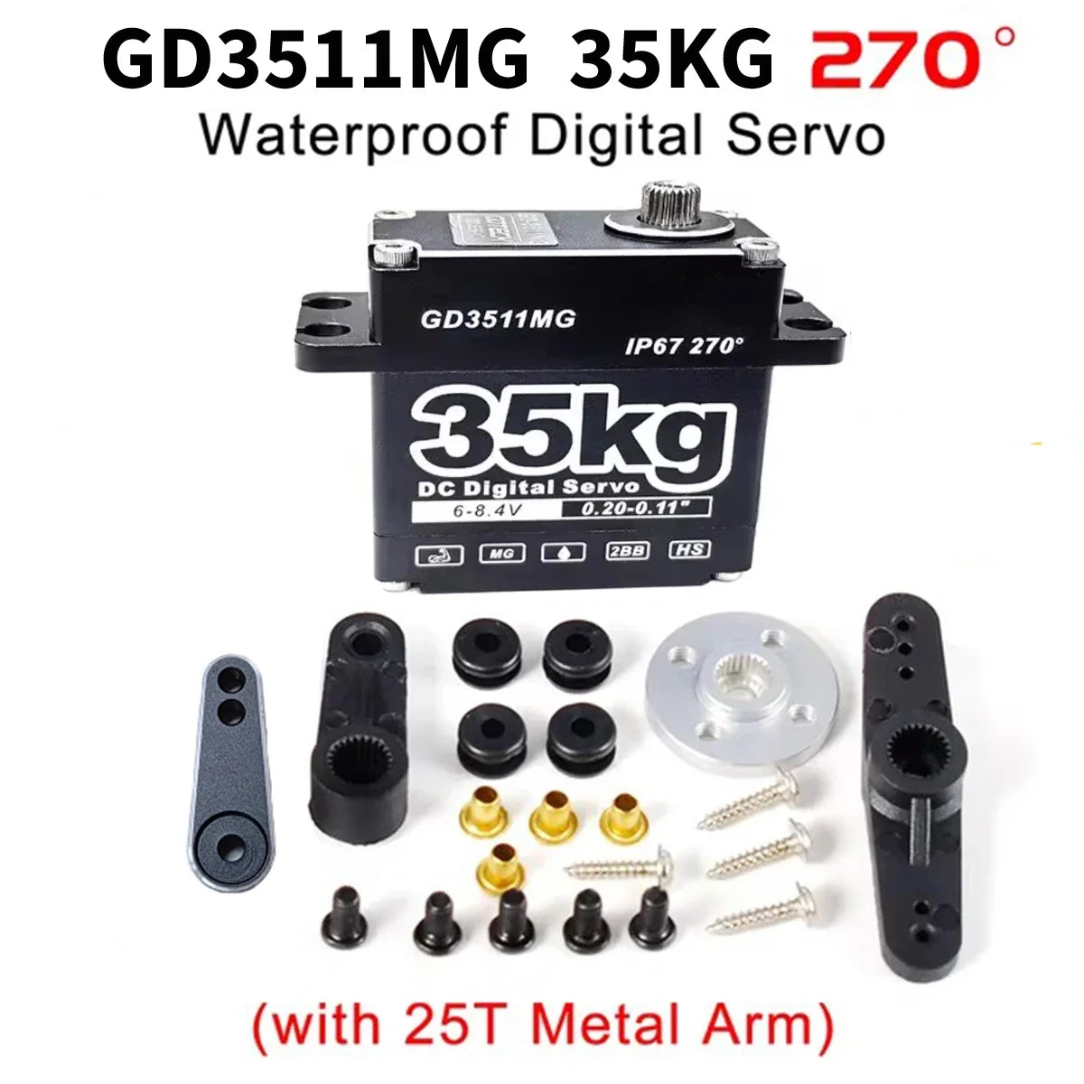 25kg 35kg 45kg RC Servo Metal Waterproof Servo For RC 1/10 1/8 Traxxas TRX4 Axial SCX10 Crawler Car Robot Truck Robot Parts
