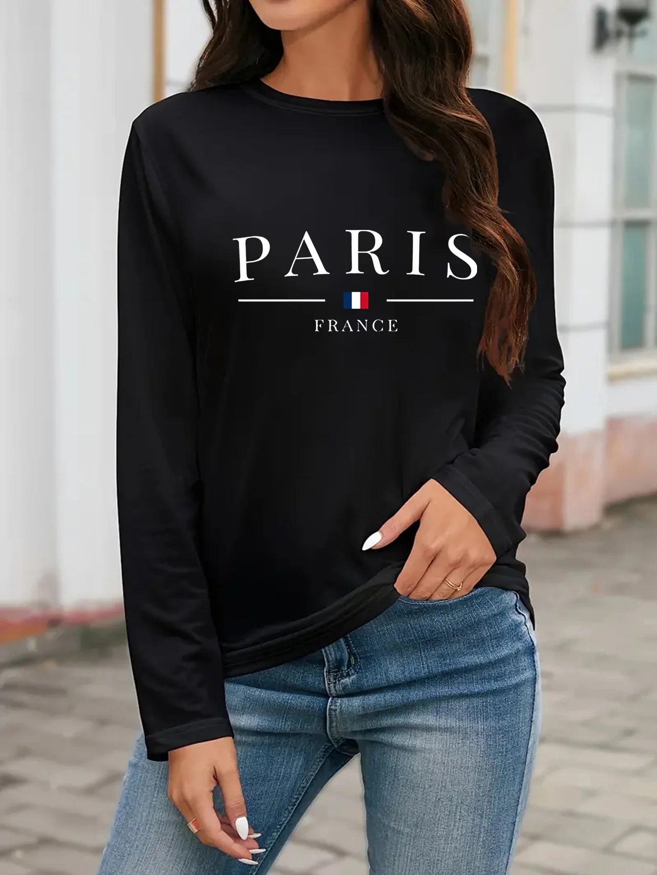 Women's 100% Cotton Slim Long Sleeve T-Shirt – White Basic Tee, Thin Casual Top