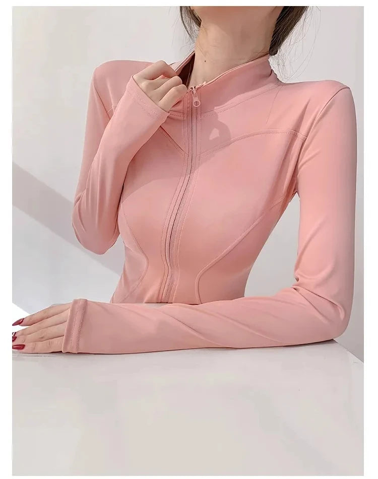 Women's Quick-Dry Yoga Jacket, Slim Zip-Up