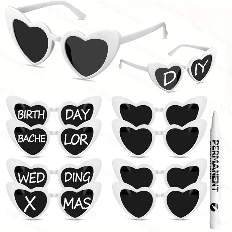 12-100 Pcs Wedding Personalized Sunglasses Bulk Custom Sunglasses with Paint Pens for Adult DIY Birthday Wedding Party Favors