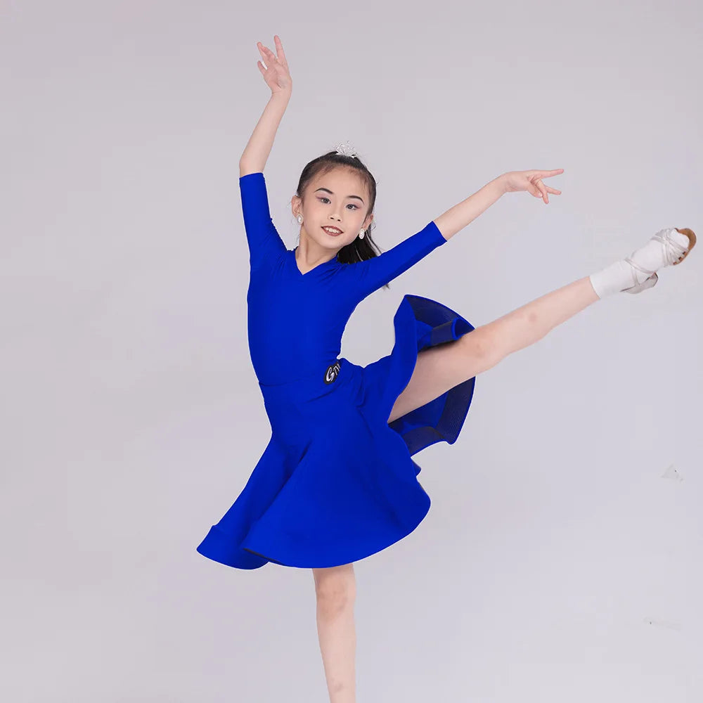 Girls long-sleeve Latin competition dress