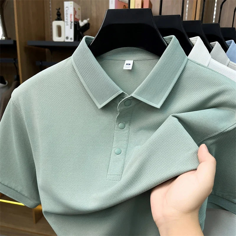 Men's Casual Lapel Polo Shirt - Soft Breathable Fabric, Everyday