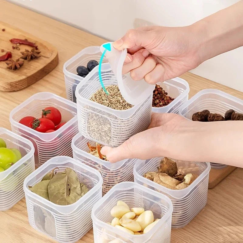 6-Grid Fridge Storage Box with Lid - Veggie & Seasoning Keeper - photo 3