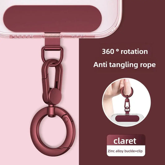 Metal Phone Lanyard Gasket Patch Rotatable Metal Buckle Hanging   Steel Clip Card Cord Tab Mobile Phone Accessories