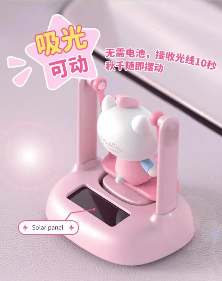 Interesting Hello Kitty Kuromi Solar-Powered Aroma Diffuser Car Perfume Car Decoration Item - A Gift for Boys and Girls