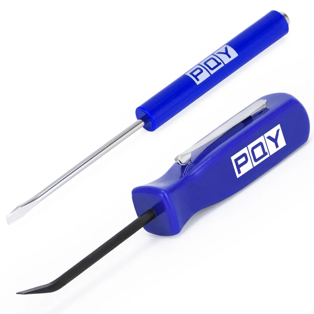 Mini Pocket Clips Screwdriver Strong Magnetic Slotted + Pocket Pry Bar Short Angled Operating Handy Tool 4-Sided Grip