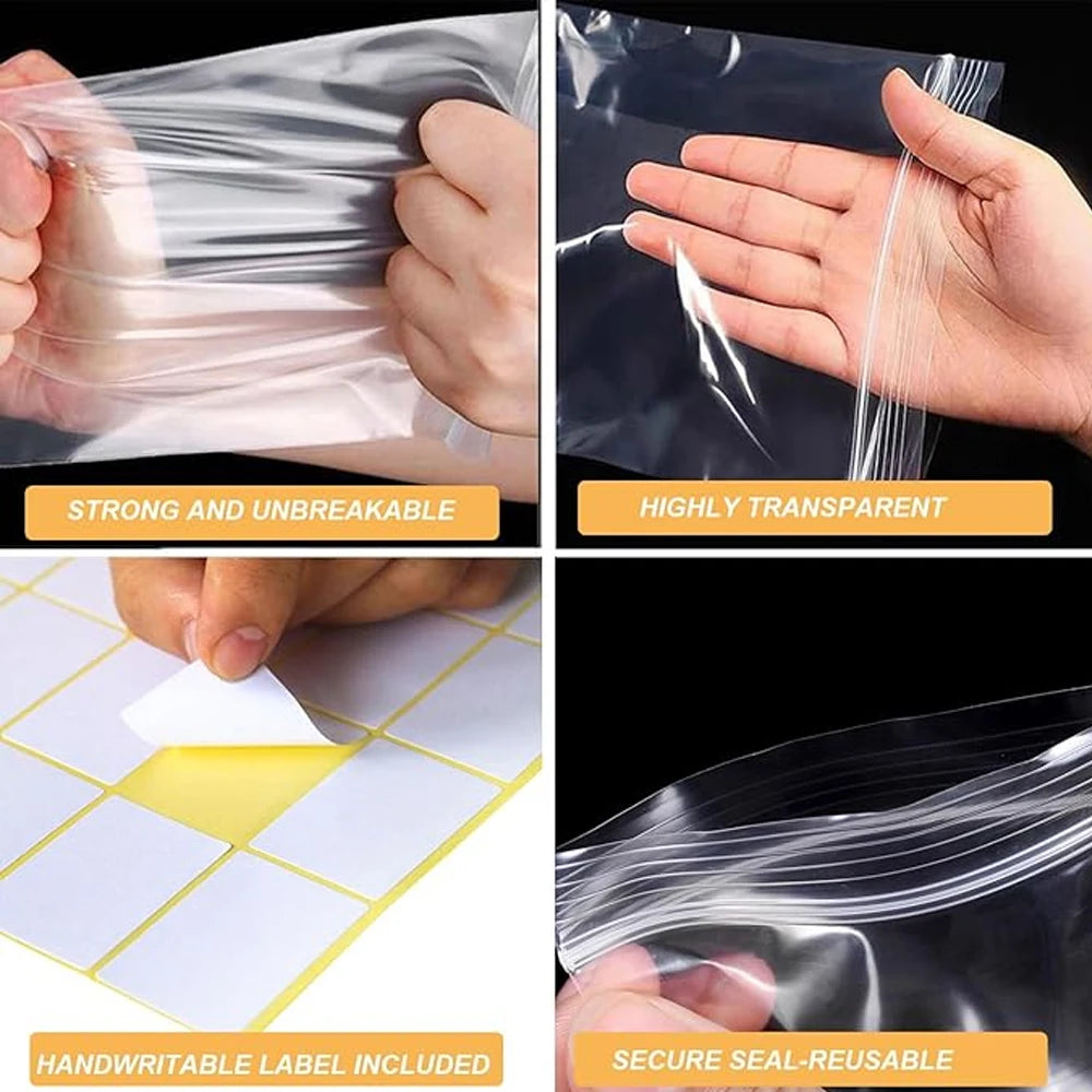 100-1000Pcs Small Zip Lock Plastic Bags Transparent Bag Reclosable Vacuum Storage Bag PE Clear Bag Ziplock Food Storage zip Bags