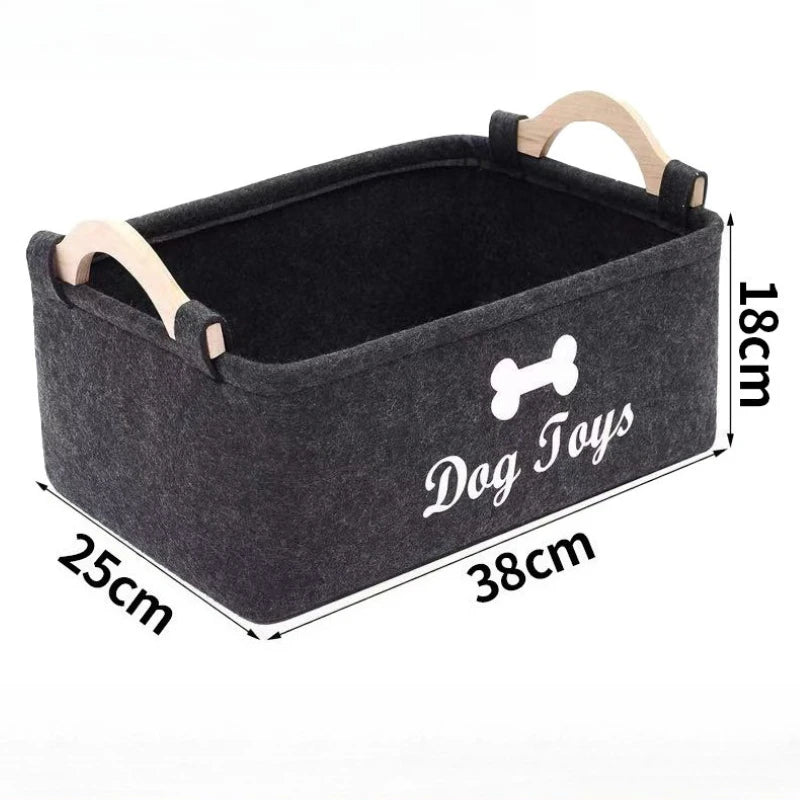 Felt Pet Toy Organizer Box with Handles Storage Basket For Organizing Toys, Leashes, Clothes Home Storage Box